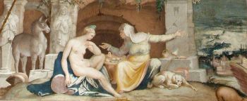 5.7. SALA AMORE E PSICHE, dettaglio (La serva racconta a Carite la storia di Amore e Psiche)